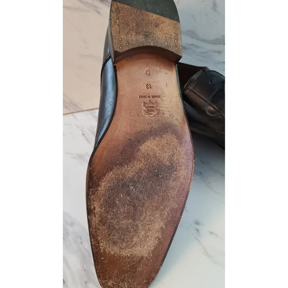 NORDSTROM Bologna Men's Black Leather Split Toe Oxford @100 Shoes Sz 13‎ Italy
